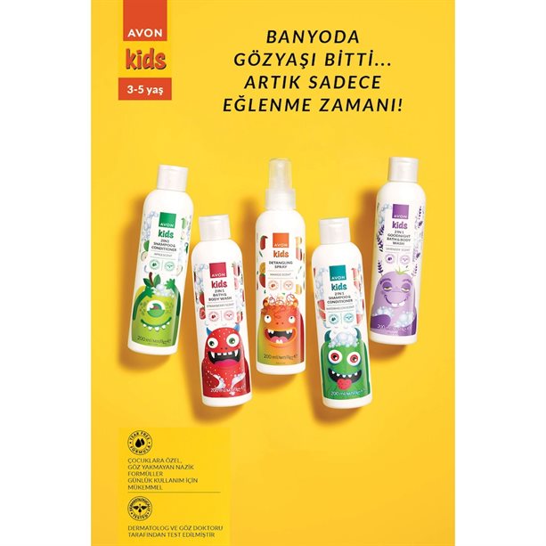 Avon Kids Strawberry 2'si 1 Arada Vücut Şampuanı ve Banyo Köpüğü 200ml